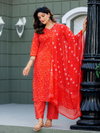 Orange Colour Cotton Blend With Print Kurti With Pant Dupatta Wholesale Price In Surat Aaradhna 2029